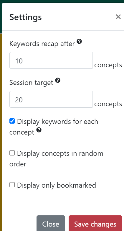 settings page