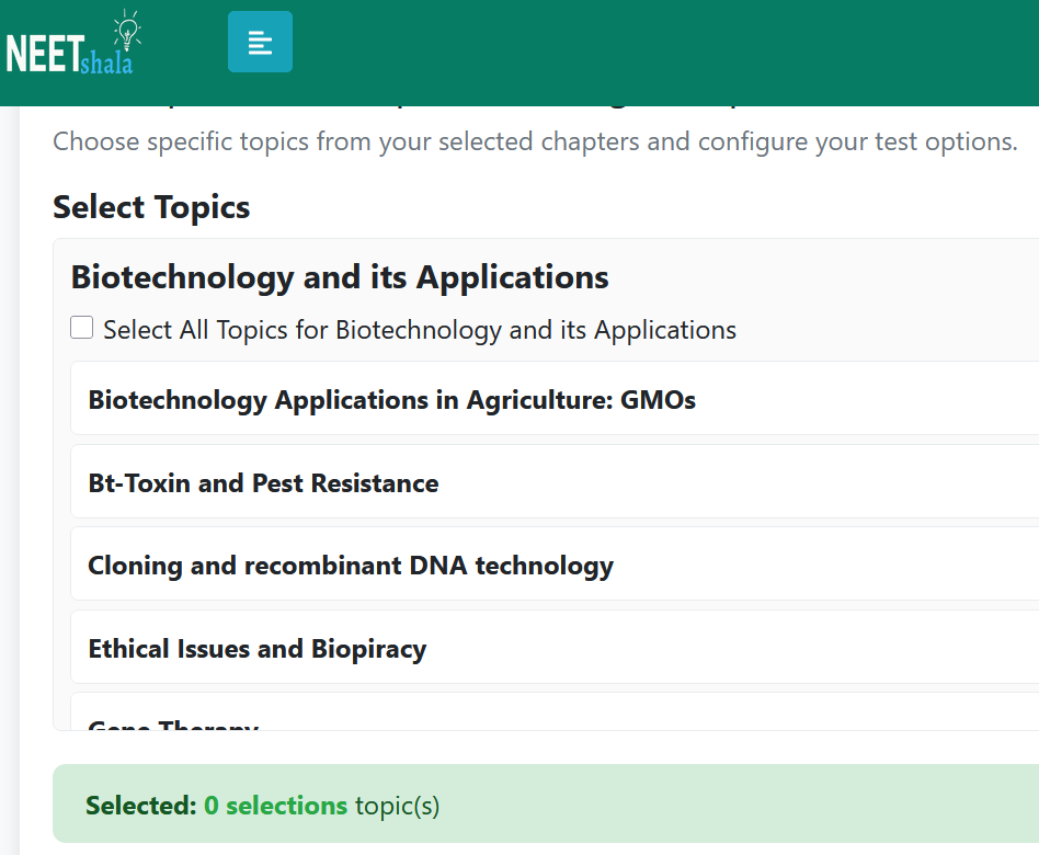 Select topics for DPP